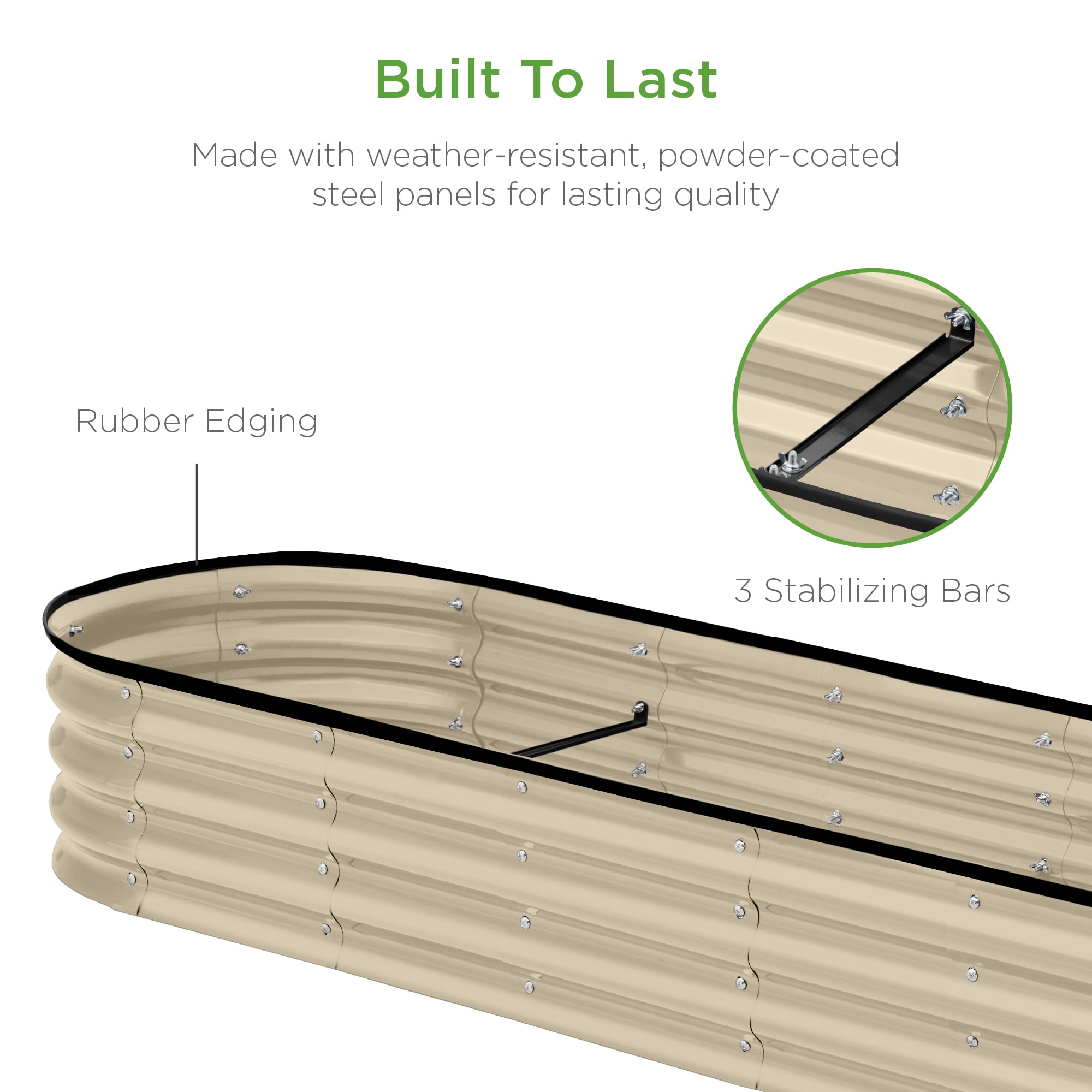 Best Choice Products 8x2x1ft Outdoor Metal Raised Oval Garden Bed, Planter Box for Vegetables, Flowers - Beige