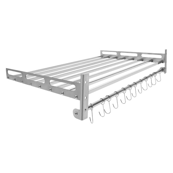 Metal Microwave Oven Stand, Countertop Stainless Steel Wall Mounted Microwave Rack Kitchen Organizer Rack 23.6"*15.7"*5.5" Silver 110LBs Load Capacity