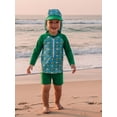 thumbnail image 6 of BemeyourBBs Toddler Baby Girls Boys Swimsuits Cute Infant Bathing Suit Turtle Tree Dinosaur Swimwear Rash Guard Long Sleeve Tops with Swim Trucks Shorts and Hat Set Summer Beachwear, 6 of 9