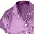 thumbnail image 7 of Icvfdpl Pajamas For Women Set Casual Solid Silk Satin Short Sleeve Button Up Top Shorts Sleepwear Loungewear L, 7 of 7