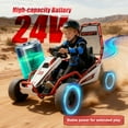 thumbnail image 4 of Xuanlur 24V 8.5 MPH Electric Go Kart for Kids w/ Front EVA Wheel, 400W Powerful Drift Kart w/Metal Frame, Music & Strobe Lights, Suspension, 2 Speed, 5 Point Harness, Crazy Cart for Kids 6+, Red, 4 of 7