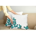 thumbnail image 2 of Ambesonne Spring Throw Pillow Cover 2 Pack, Sunny Butterflies Morphs, 16", Black Turquoise, 2 of 5