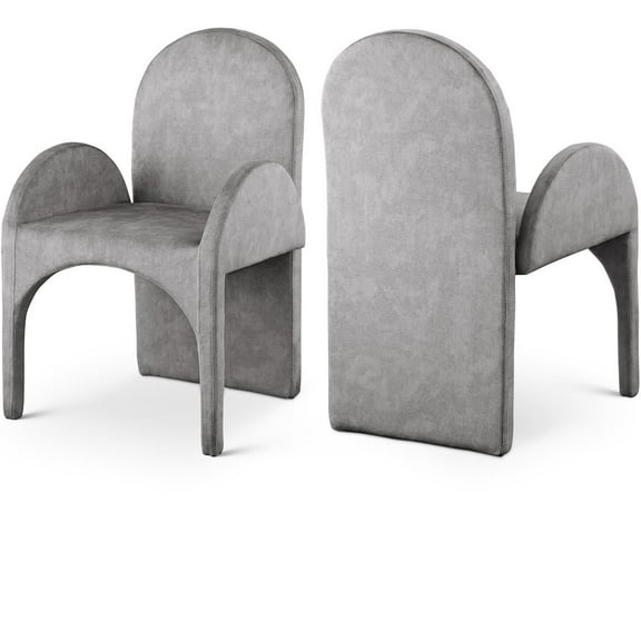 Meridian Furniture Summer Grey Velvet Dining Arm Chair (Set of 2)