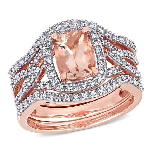 Everly Women's Morganite 10k Rose Gold Bridal Set