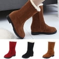thumbnail image 5 of mtvxesu Boots Winter Boots for Women, Comfortable Slip on Mid Chunky Heel Suede Warm Snow Ankle Boots Outdoor Shoes Red 4.5, 5 of 5