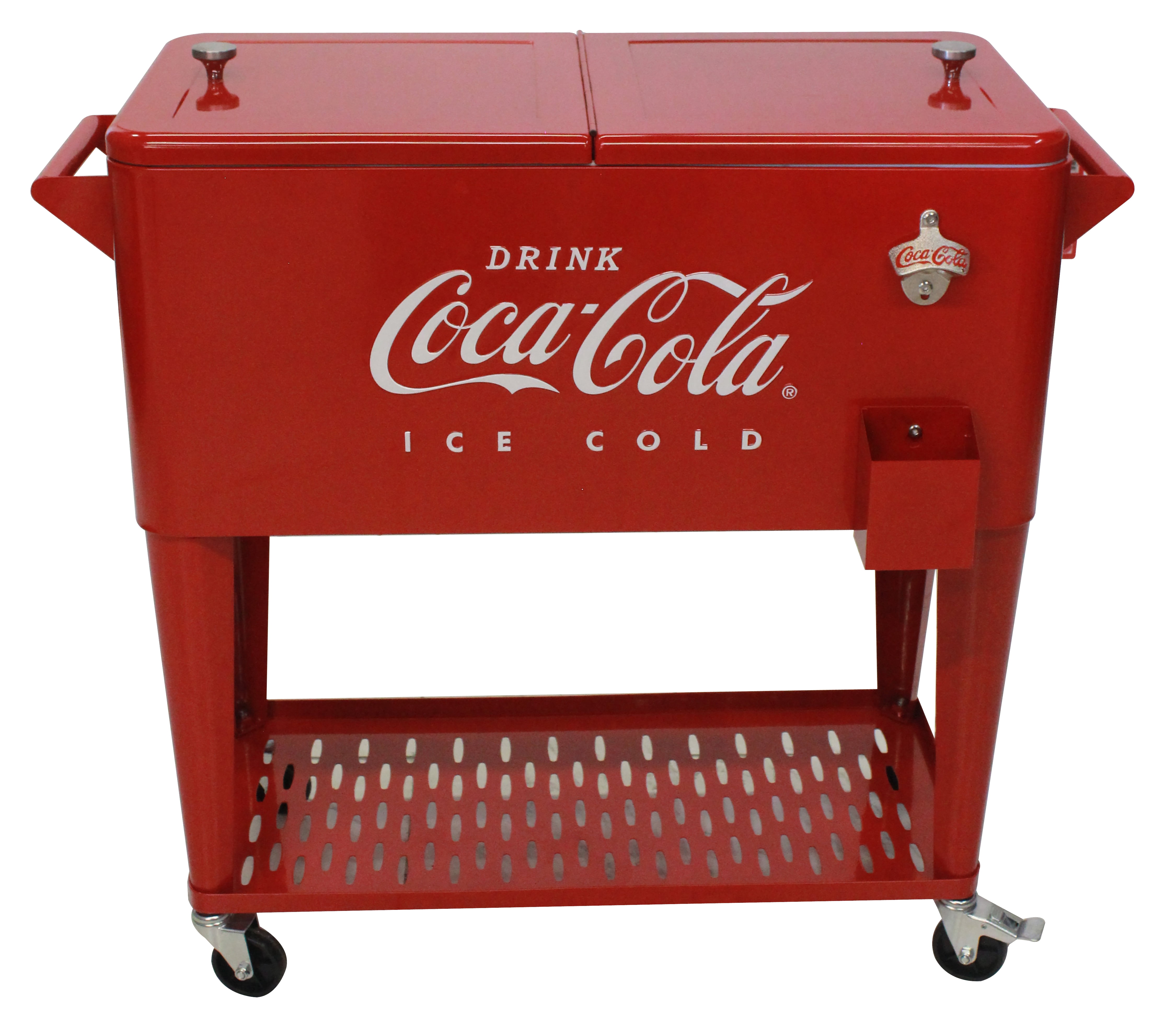 Leigh Country CP 98126 Metal 80 Qt. Coca-Cola Outdoor Patio Cooler with Tray - Red