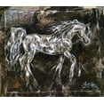thumbnail image 2 of Wiley, Marta 29x26 Gold Ornate Wood Framed with Double Matting Museum Art Print Titled - White Horse Different Border, 2 of 4