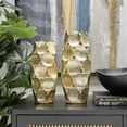 thumbnail image 2 of DecMode 13", 11"H Geometric Open Framed Gold Aluminum Metal Vase with Circular Plates, Set of 2, 2 of 11