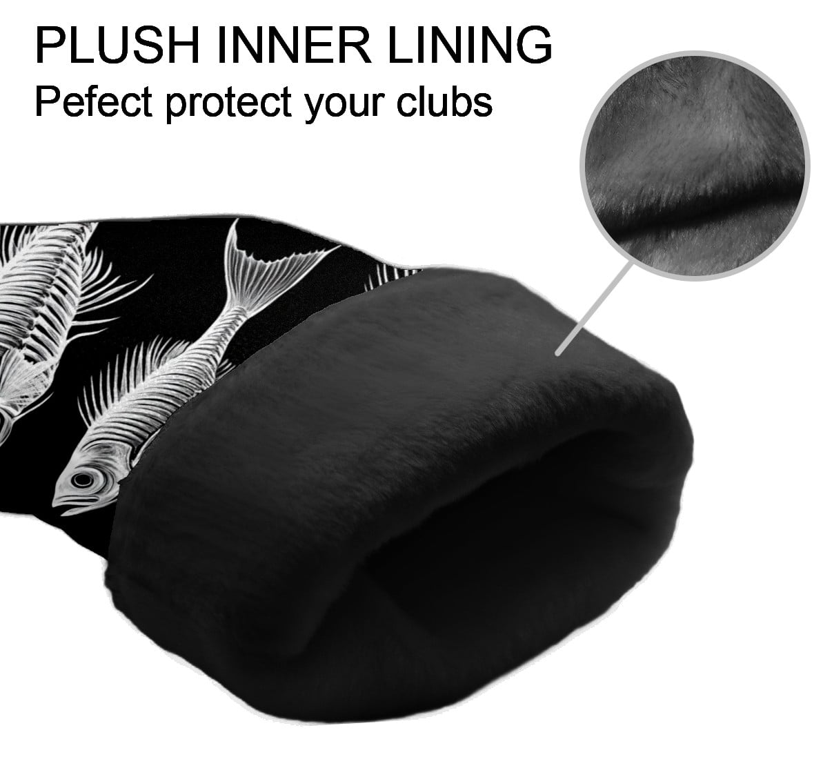 Golf Club Covers PU Leather Waterproof Head Covers for Fairway Woods Hybrids White Fishbone Pattern Unisex Fits Most Brands