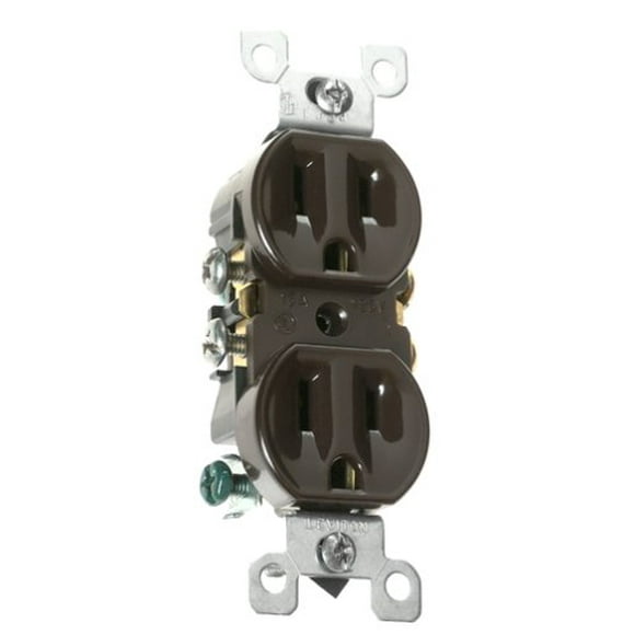 LEVITON RECEPT GRND DPLX 15A BRN (Pack of 1)
