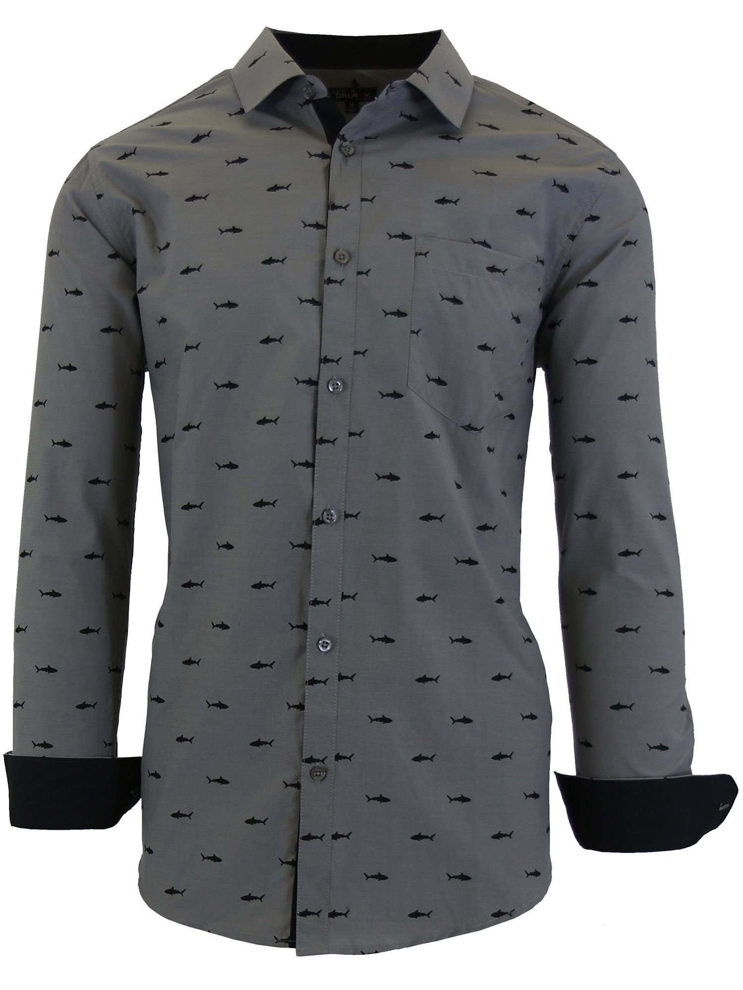 Men's Long Sleeve Printed Dress Shirts With Chest Pocket