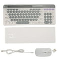 thumbnail image 2 of 2.4G Wireless  Keyboard Mouse Set, Waterproof Double Mode Wireless Computer Keyboard Mouse Set Rechargeable Retro Style Quiet Operation  for Home White, 2 of 7