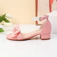 thumbnail image 6 of JAJAHO Girls Princess Dress Shoes Bow Low Heel Sandals Open Toe Hook And Loop Party Wedding Footwear For Little/Big Kids Lovely Shoes, 6 of 7