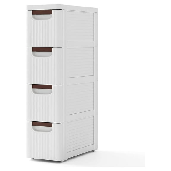 HYYOP4 Drawers Storage Cart, Narrow Plastic Dresser, Rolling Organizer Cart for Office Classroom Bedroom Bathroom Art Craft Supplies, Mobile Slim Utility Cart on Wheels (7.5"x16.5"x29.5")