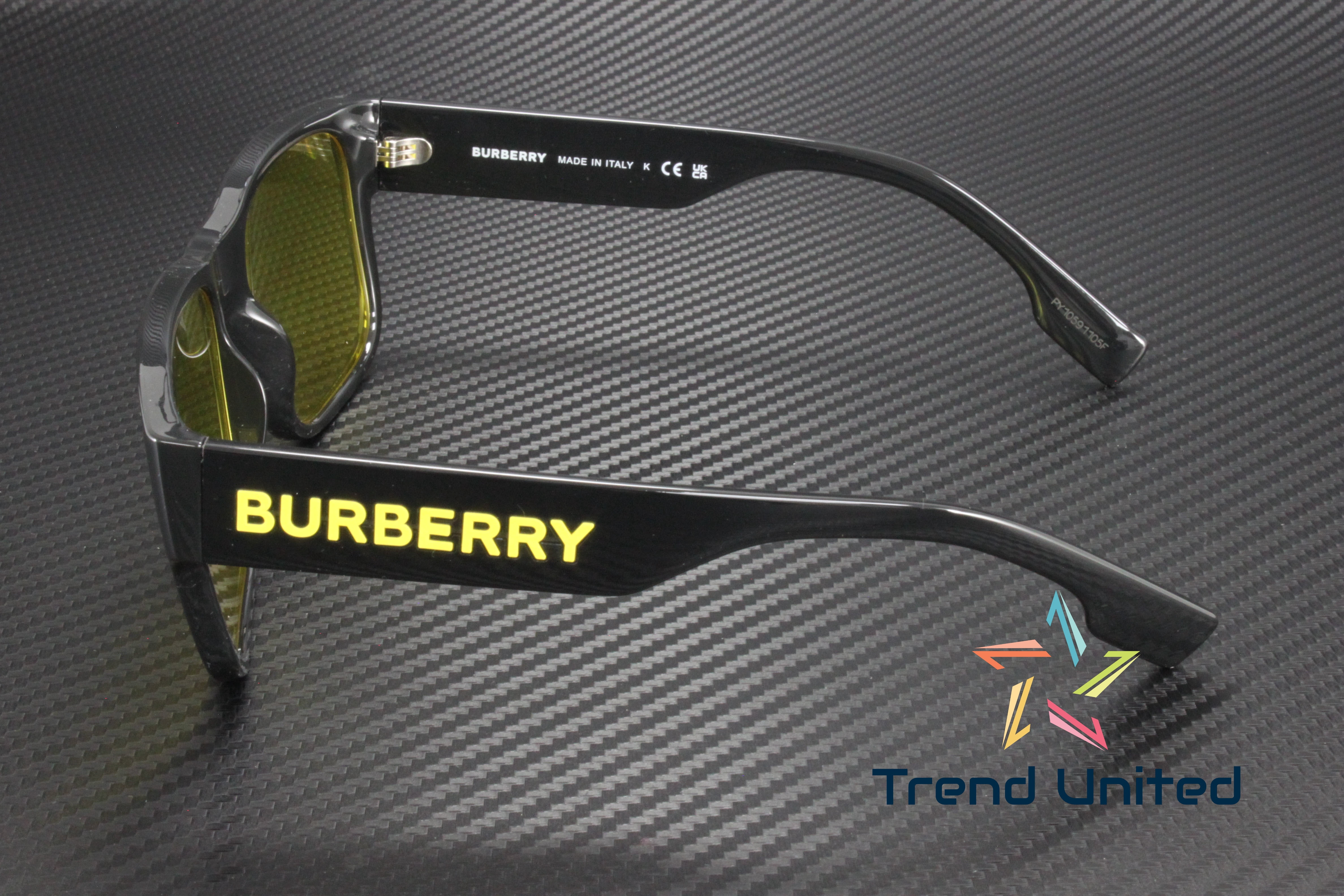 BURBERRY BE4358 300185 Knight Black Yellow 57 mm Men's Sunglasses