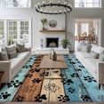 thumbnail image 3 of Light Blue Brown Area Rugs 5'x8', Washable Small Throw Rugs for Classroom Bedroom, Rustic Farmhouse Dog Paw Vintage Indoor Outdoor Rug Non-Slip Low Pile Carpet Runner Reversible Floor Mats, 3 of 8