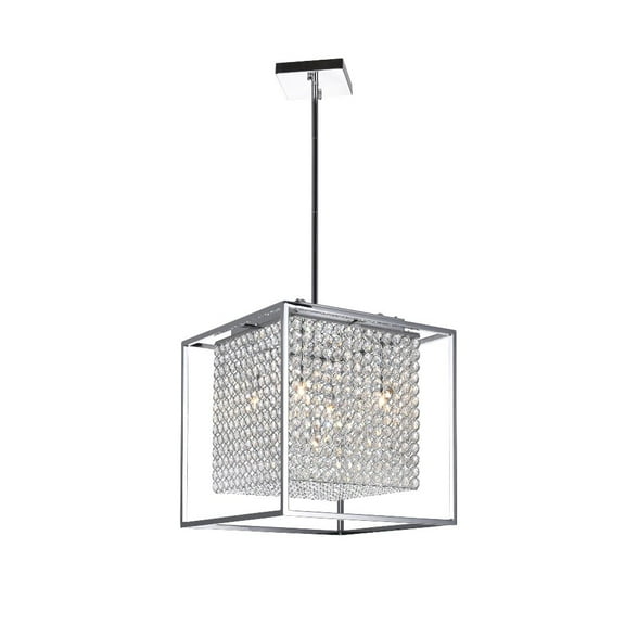 CWI Lighting Cube 5 Light Contemporary Metal Chandelier in Chrome