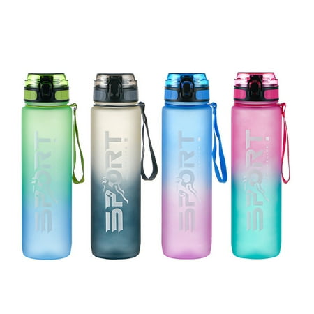 

MIXFEER Sports Water Bottle with Straw Camping Hiking Exercise Water Bottle Outdoor Plastics Bottle Large Capacity Drinkware with Carrying Rope