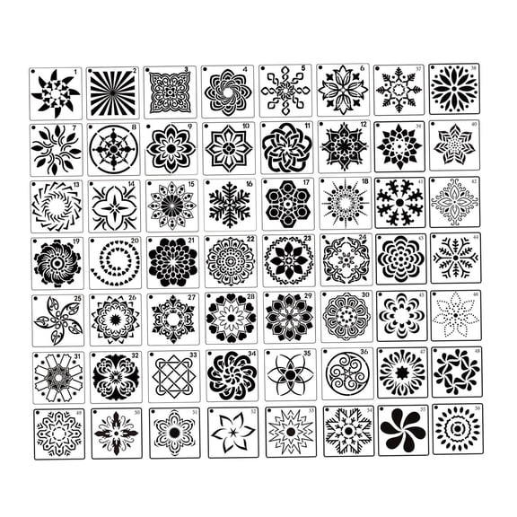 Yunhgft 56 Pieces Mandala Template Stencils Painting Template 3.54x3.54inch Pet Geometry