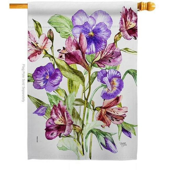 Breeze Decor H104151-BO Alpine Violet Bouquet Floral Double-Sided Garden Decorative House Flag, Multi Color