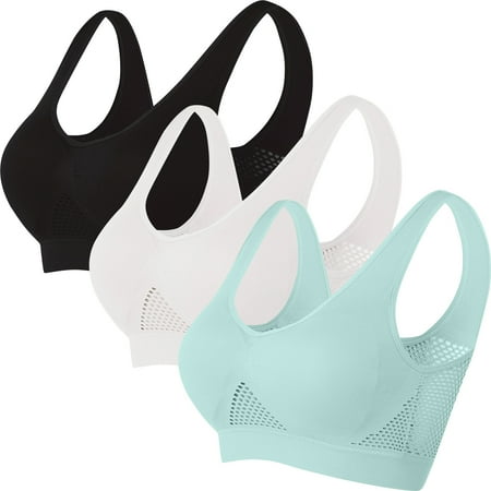 Huvoen Women s Seamless Sports Bra with Removable Cups 3pc Women Seamless Sports Bra Wirefree Yoga Bra with Removable Pads Multicolor 3xl