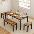 thumbnail image 2 of 6 Person Capacity Kitchen Dining Ensemble, 63 Inch Size Table with Bench & Stools for Daily Family Meals,Retro, 2 of 11