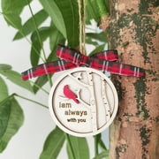 Jlong 1PC Handmade Memorial Ornament with Cardinals- We are Always with You, 3D Layered Wood Ornament Memorial Ornament, Gifts Idea for Christmas Keepsake I Am Always with You Sympathy Grief Gift