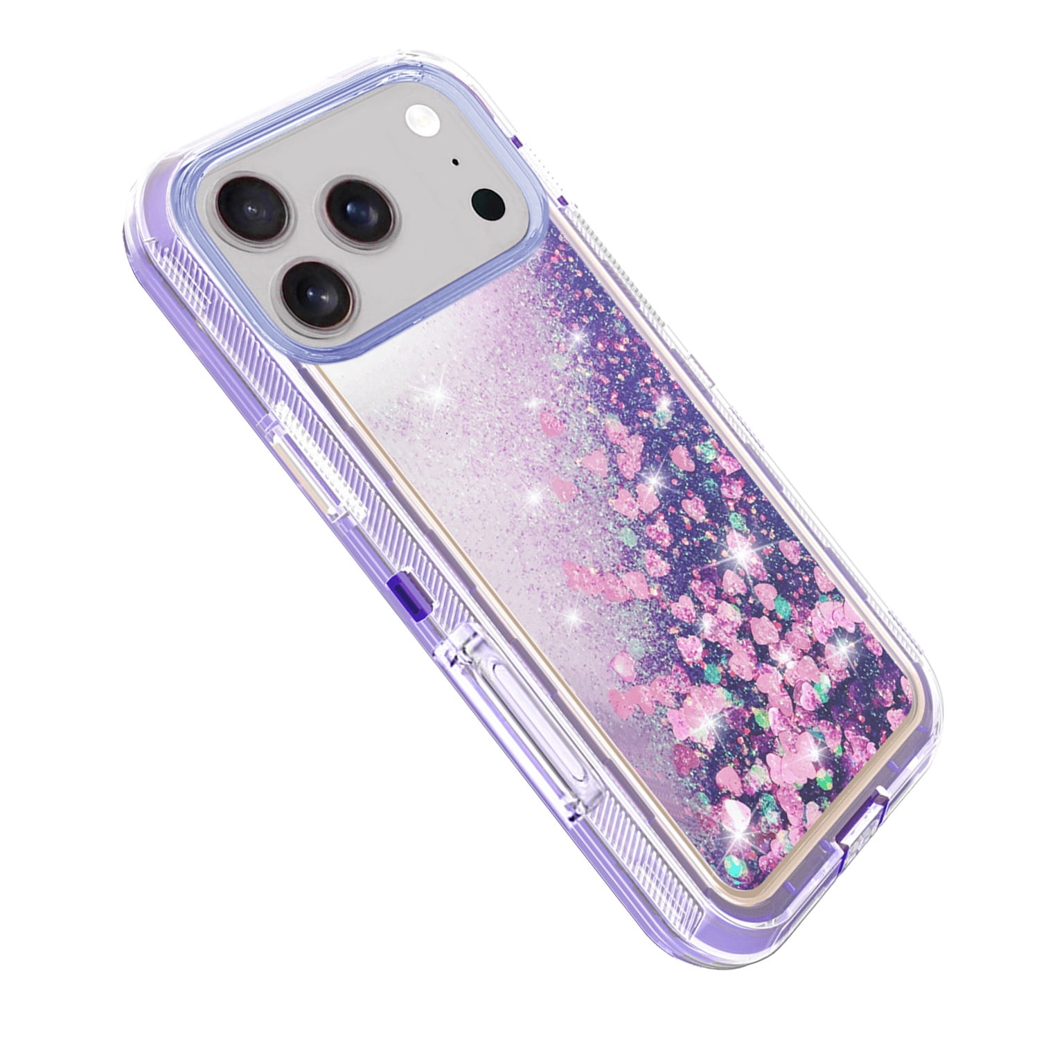 Protective Liquid Glitter Shockproof Bumper Case for iPhone 17 Pro Max - Purple