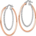 thumbnail image 2 of Sterling Silver Rose-tone D/C Hoop Earrings (36x38), 2 of 5