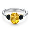 thumbnail image 3 of Gem Stone King 925 Silver and 10K Yellow Gold Yellow Citrine and Black Onyx Engagement Ring for Women | 1.94 Cttw | Oval 9X7MM | Gemstone November Birthstone | Size 6, 3 of 6