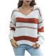 thumbnail image 1 of Suéter de mujer Otoño/Invierno Estampado de rayas Cuello en V Top de manga larga Suéter suelto Odeerbi ODB-2, 1 of 9