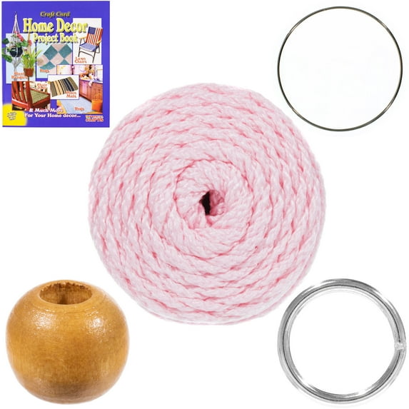 Craft County Macrame Plant Hanger Kits - 100 YDS 4mm Bonnie Cord, 14-Pack of 16mm Round Wood Beads - Instructional Booklet Included - Makes One Custom Color 42-Inch-Long Plant Hanger