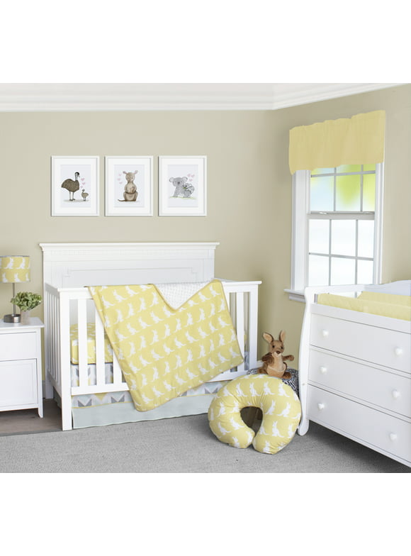 Pam Grace Creations Safari Kangaroo 3 Piece Crib Bedding Set Yellow/Gray