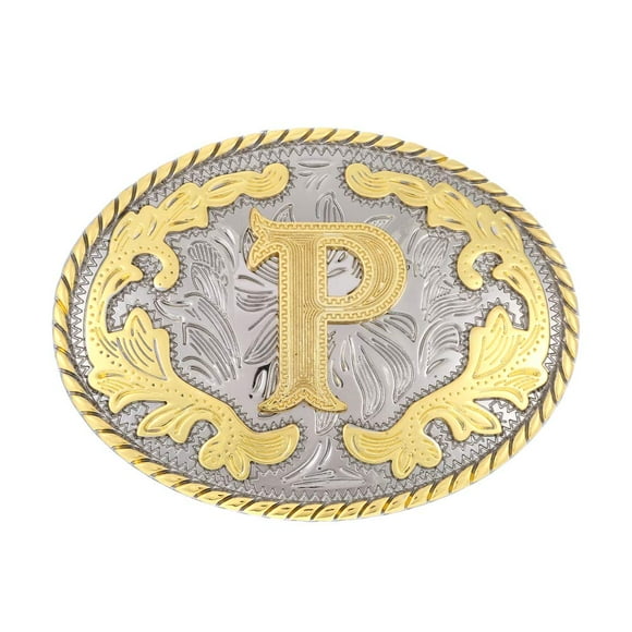 Boucle de Ceinture Western Lettres Initiales ABCDEFG à Y-Cowboy Rodéo Or Grande Boucle de Ceinture pour Hommes et Femmes (P)