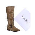 thumbnail image 5 of Bottes Cavalières à Fermeture Éclair pour Femmes, Hauteur Genou, Décontractées, Talon Plat Bas, Bottes d'Hiver, Chaussures (Cognac, 7.5), 5 of 5