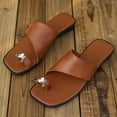 thumbnail image 4 of LOVZFMLL Women's Slide Sandals Ring Toe Flat Sandals Slip On Square Open Toe Flip Flop Thongs Casual Summer Beach Slippers Brown 6.5, 4 of 9