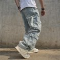 thumbnail image 5 of Reppunk Streetwear Stylish Loose Multiple pockets Men Carpenter Pants Cargo Jeans Male Solid color Straight Denim Trousers, 5 of 9