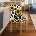thumbnail image 5 of Xoenoiee Cow Sunflower Print Dining Chair Covers Stretch Chair Slipcovers Anti-Slip Covers for Dining Chair Removable Washable Parsons Kitchen Chair Covers, 1 Set, 5 of 7