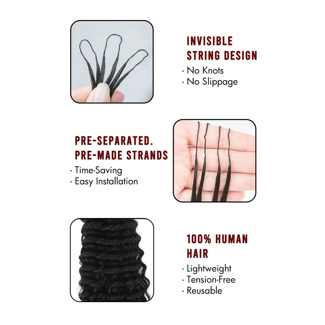 Ustar 100% Human Hair Crochet Extensions - Burmese Curly with Spiral Ends Boho Braiding Hair (50g/Pack)