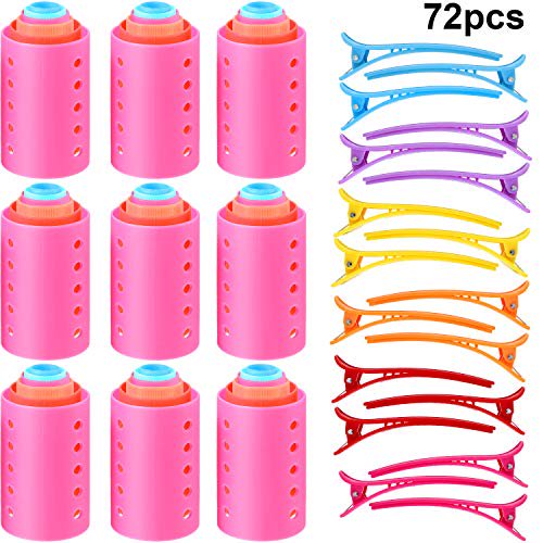 72 Pieces Rollers Set 54 Pieces Plastic Hair Rollers and 18