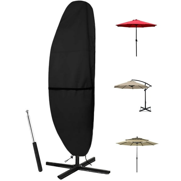 Cantilever Umbrella Parasol Cover - 600D Waterproof, Anti-UV for 7.5-11.5 Feet(Black)