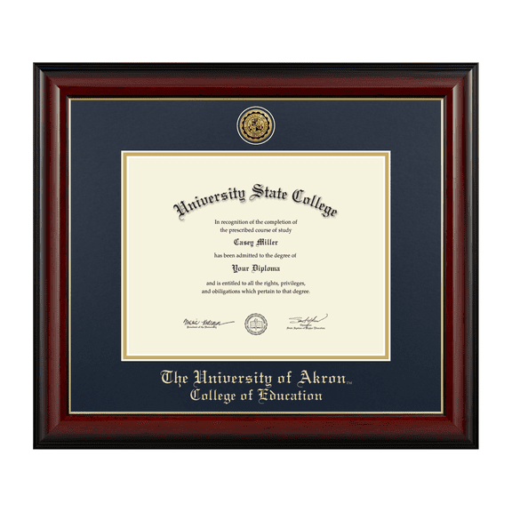Framerly - Akron Education Diploma Frame with Navy and Gold Mat