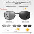 thumbnail image 4 of Gafas de sol plegables fotosensibles que cambian de color para conducir para hombres, marco de aleación, gafas de sol polarizadas cuadradas para exteriores para conducir a prueba de sol, 4 of 5
