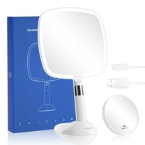CHICLEW Makeup Magnifying Mirror with Lights 1X/10X, Rechargeable 2 in 1 HandHeld and Table Mirrors