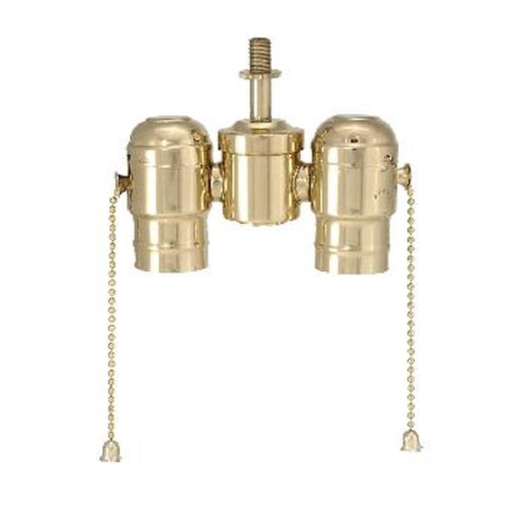 B&P Lamp® 2-Lite Cluster W/Pull-Chain Sockets, Polished Brass