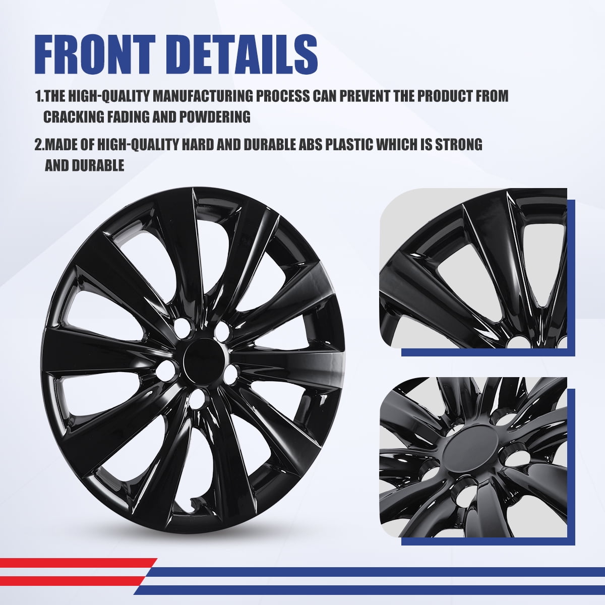4 Pack 16" Hubcap Wheel Cover For 2009-2013 Toyota Corolla,Wheel Rim Cover Compatible With Steel Wheels,Snap On Hub Caps Replacement,ABS&PC Material,Black Lacquer