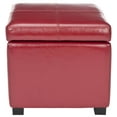 thumbnail image 2 of Safavieh Elizabeth Pouf de Rangement en Cuir de Hêtre en Rouge, 2 of 4