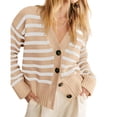 thumbnail image 4 of V Neck Button Down Long Sleeve Open Front Ribbed Knit Outerwear Womens Striped Cardigan Sweaters, 4 of 6