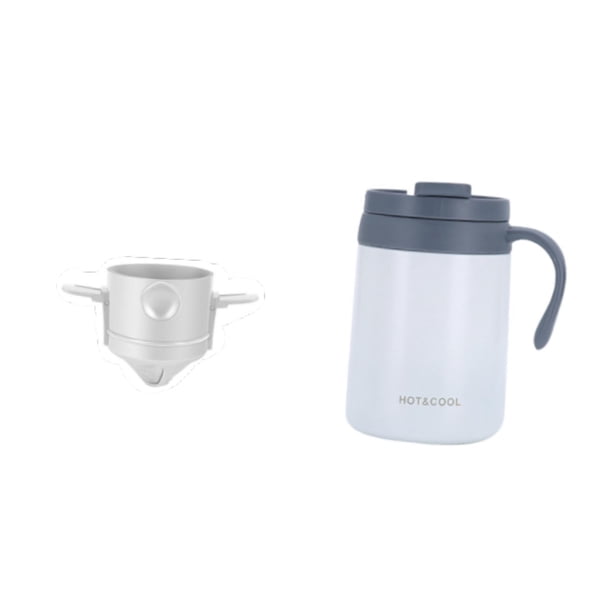 Cafetera de goteo manual con aislamiento térmico, cafetera de acero inoxidable. blanco sin cuchara
