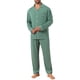 thumbnail image 2 of INSPIRAR CHIC Conjunto de Pijamas Casual de Manga Larga de 2 Piezas para Hombre Color Sólido con Botones M Verde Claro, 2 of 5